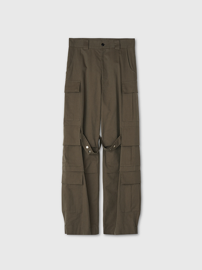 토니웩_ Wide-Leg Strap Cargo Pants [Olive Pigment]