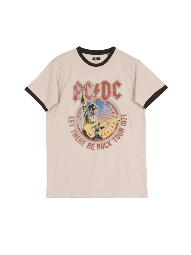 블리치아트_ ACDC Let There Be Rock Tour &#039;77 Ringer T-Shirt [SAND]