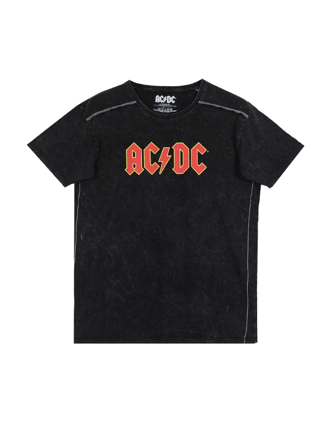 블리치아트_ ACDC Logo Snow Wash T-Shirt [BLACK]