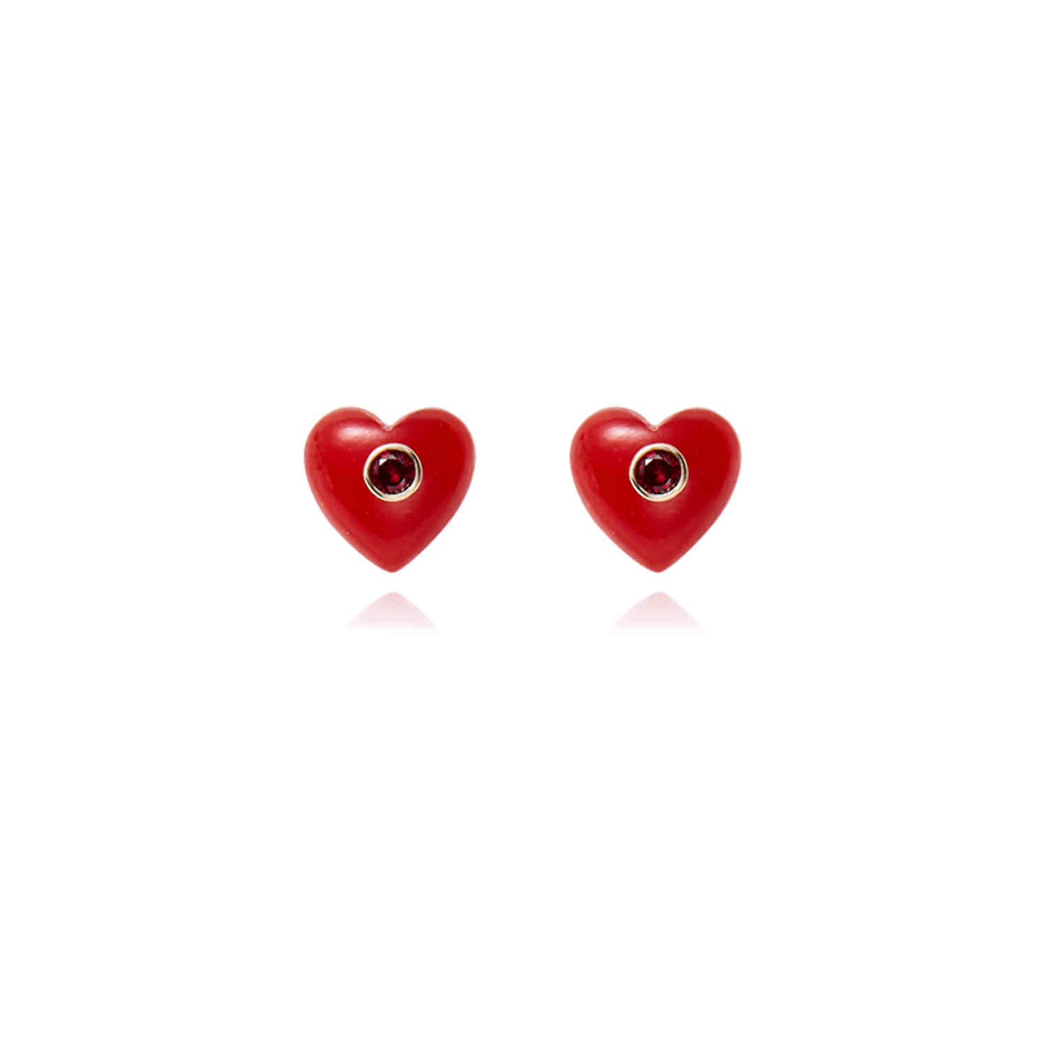 피버리쉬주얼리[14k] Sweet Heart Stud Earrings Red