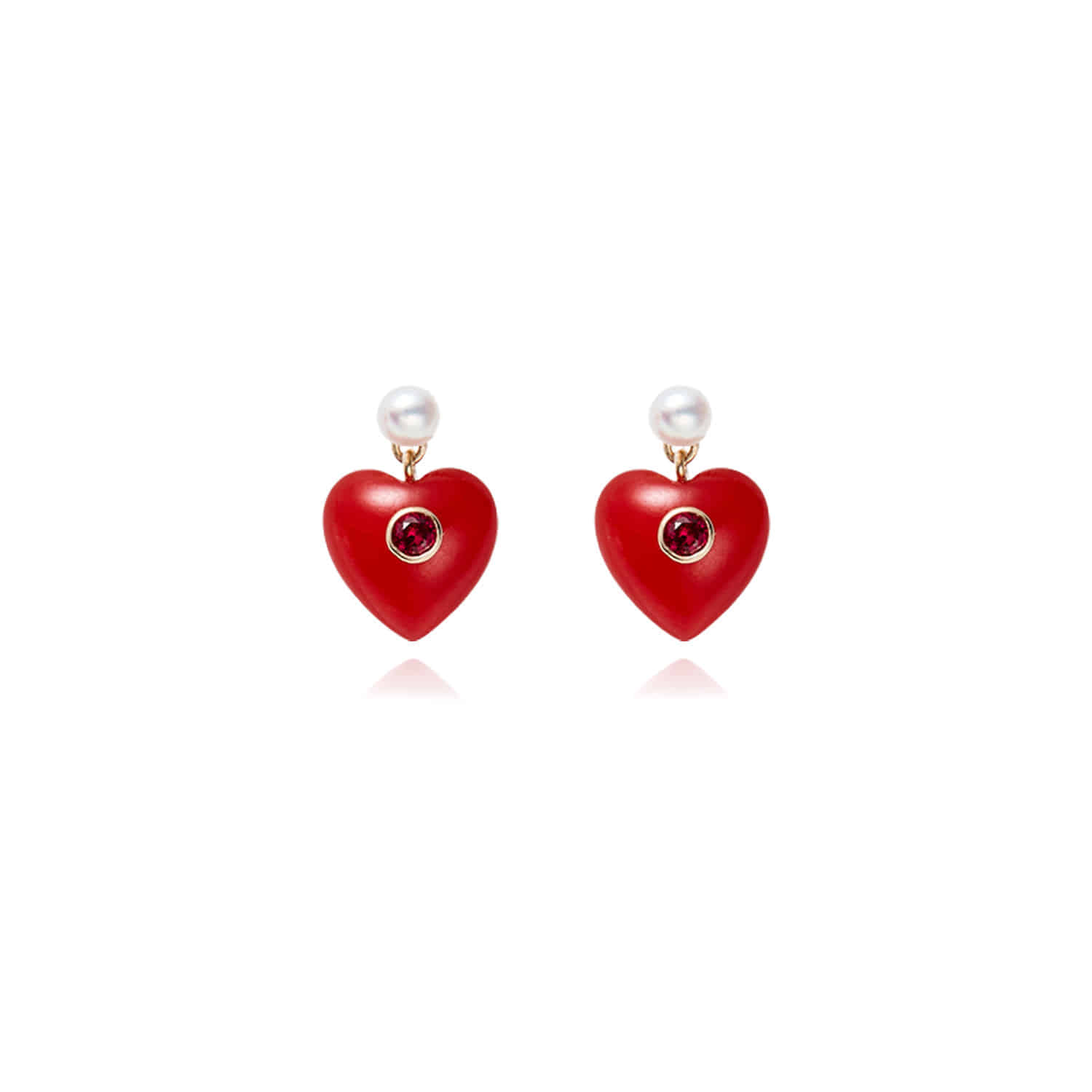 피버리쉬주얼리[14k] Sweet Heart Drop Earrings Red
