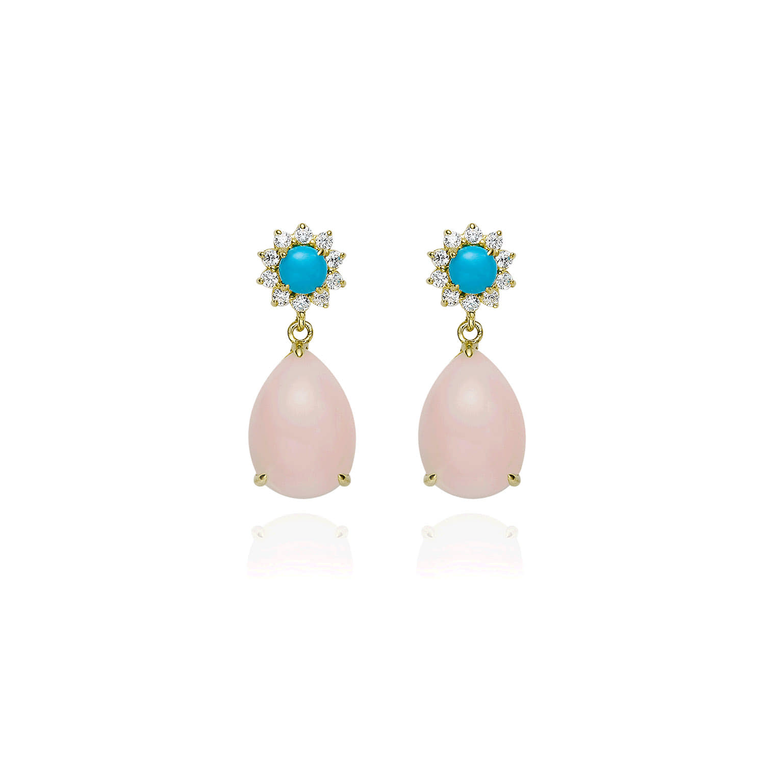 피버리쉬주얼리Pink Opal Belle Double Drop Earrings