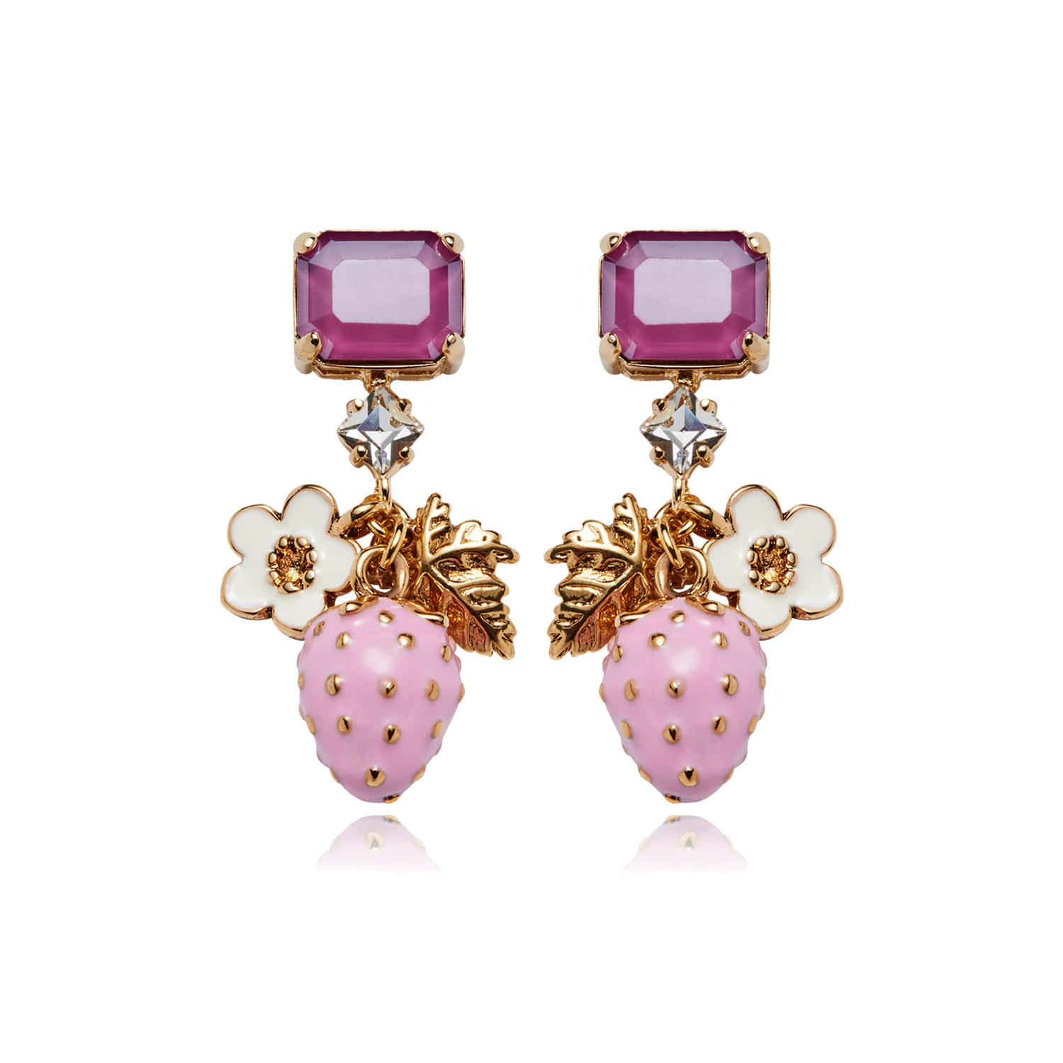 피버리쉬주얼리Crystal &amp; Berry Earrings Pink