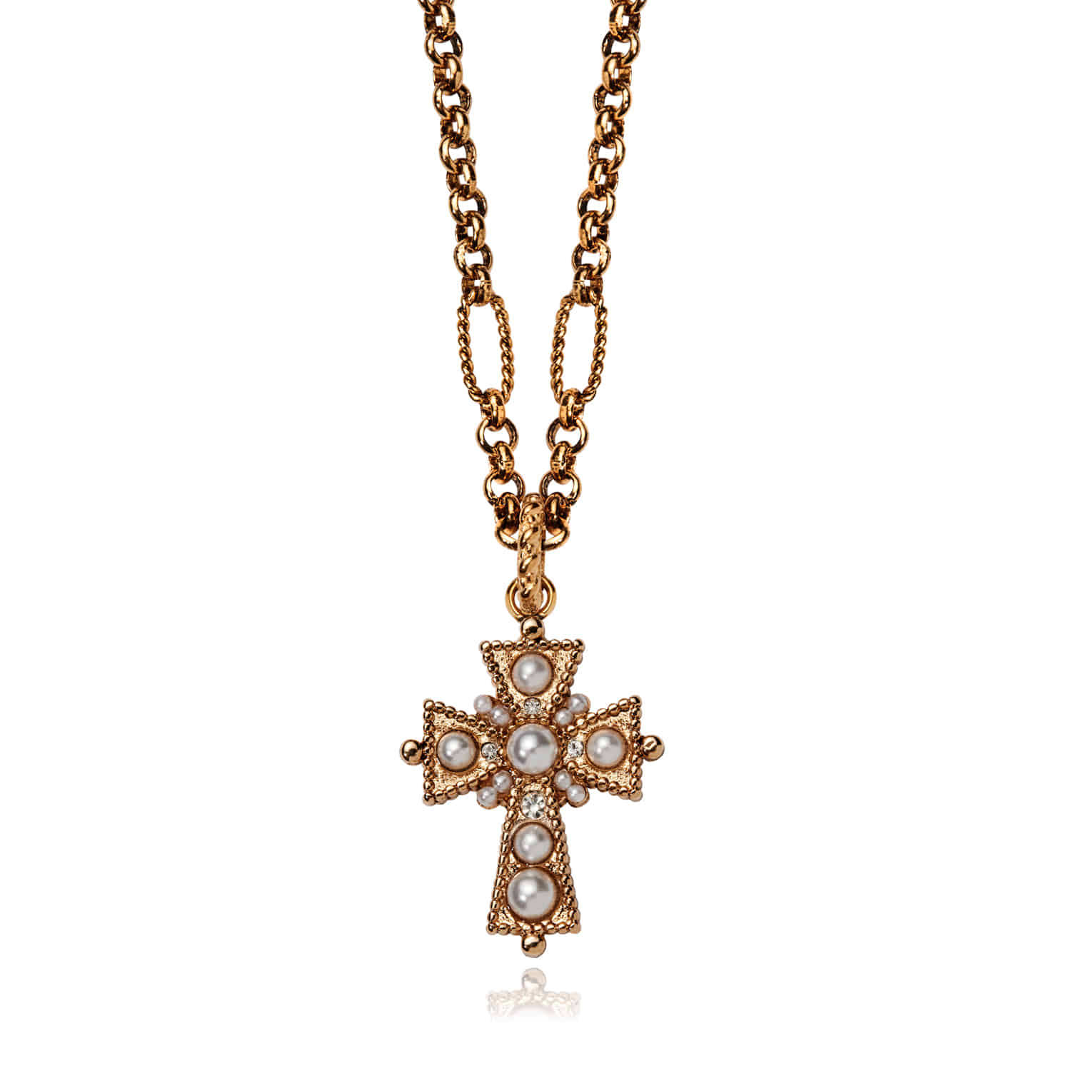 피버리쉬주얼리Jewel Cross Pendant Necklace Gold