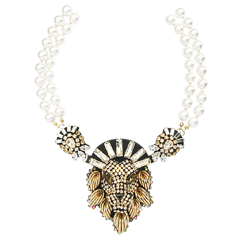 피버리쉬주얼리Lion Head Pearl Gold Necklace