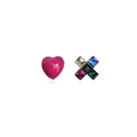 [SAMPLE] Heart Cross Hot Pink Earrings
