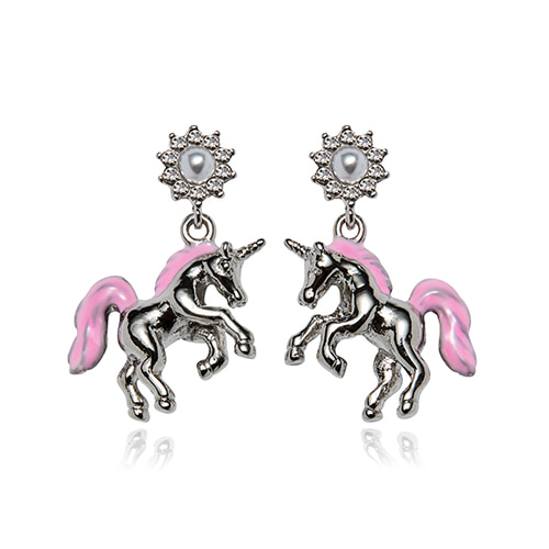 [단종예정샘플] Unicorn Drop Earrings Silver