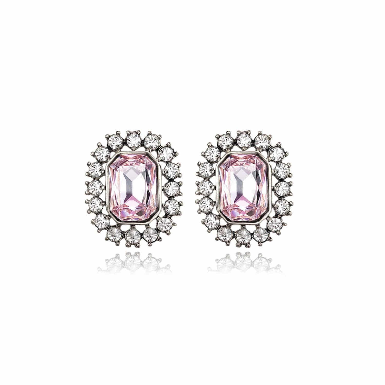 Jolly Crystal Stud Earrings Pink