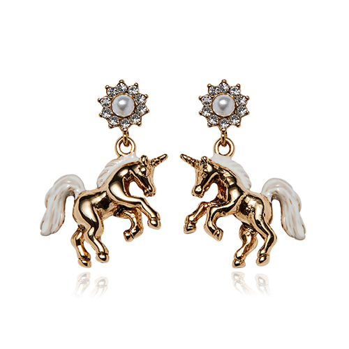 Unicorn Drop Earrings Gold