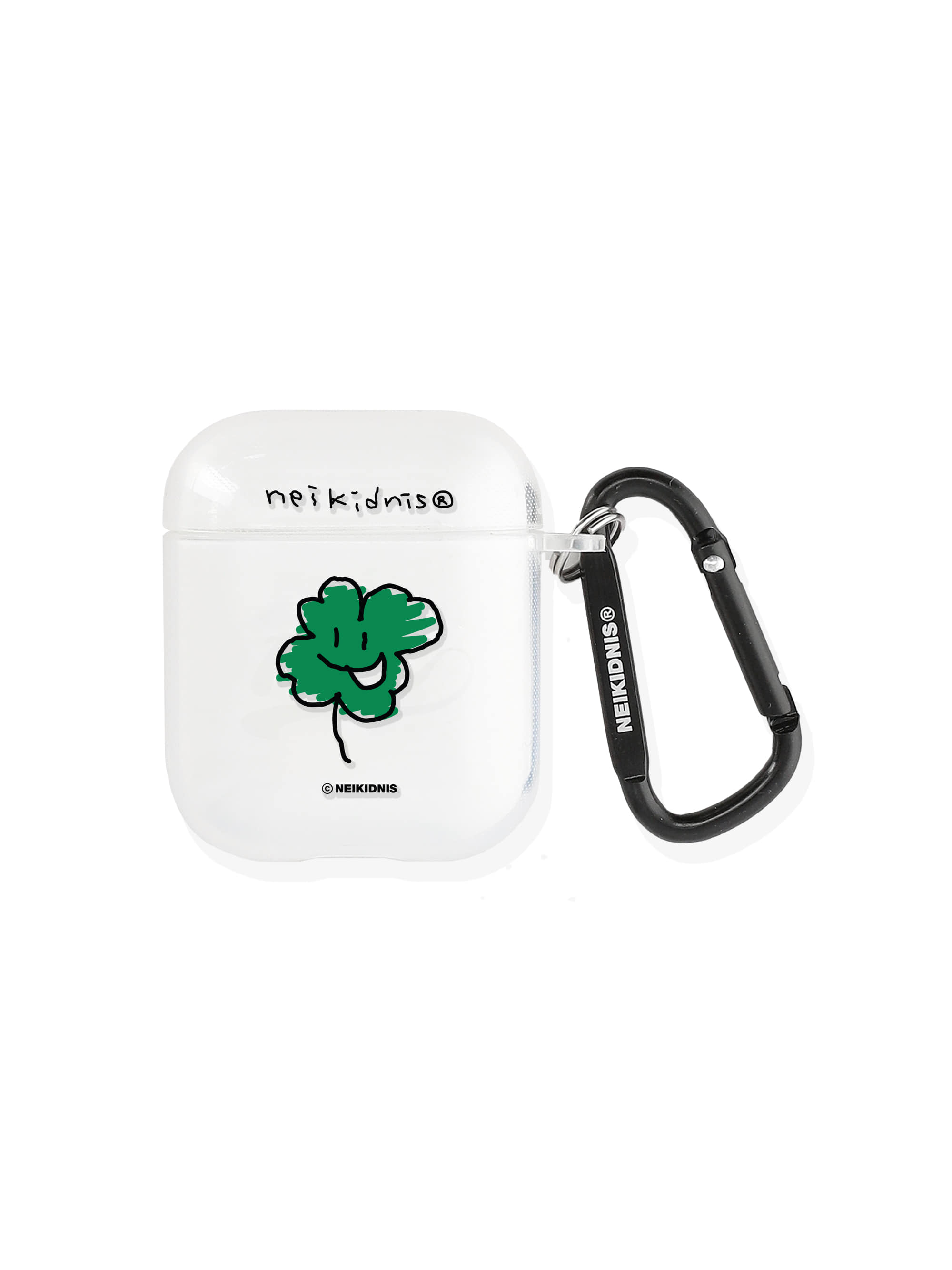 DOODLE CLOVER AIRPOD CASE / CLEAR