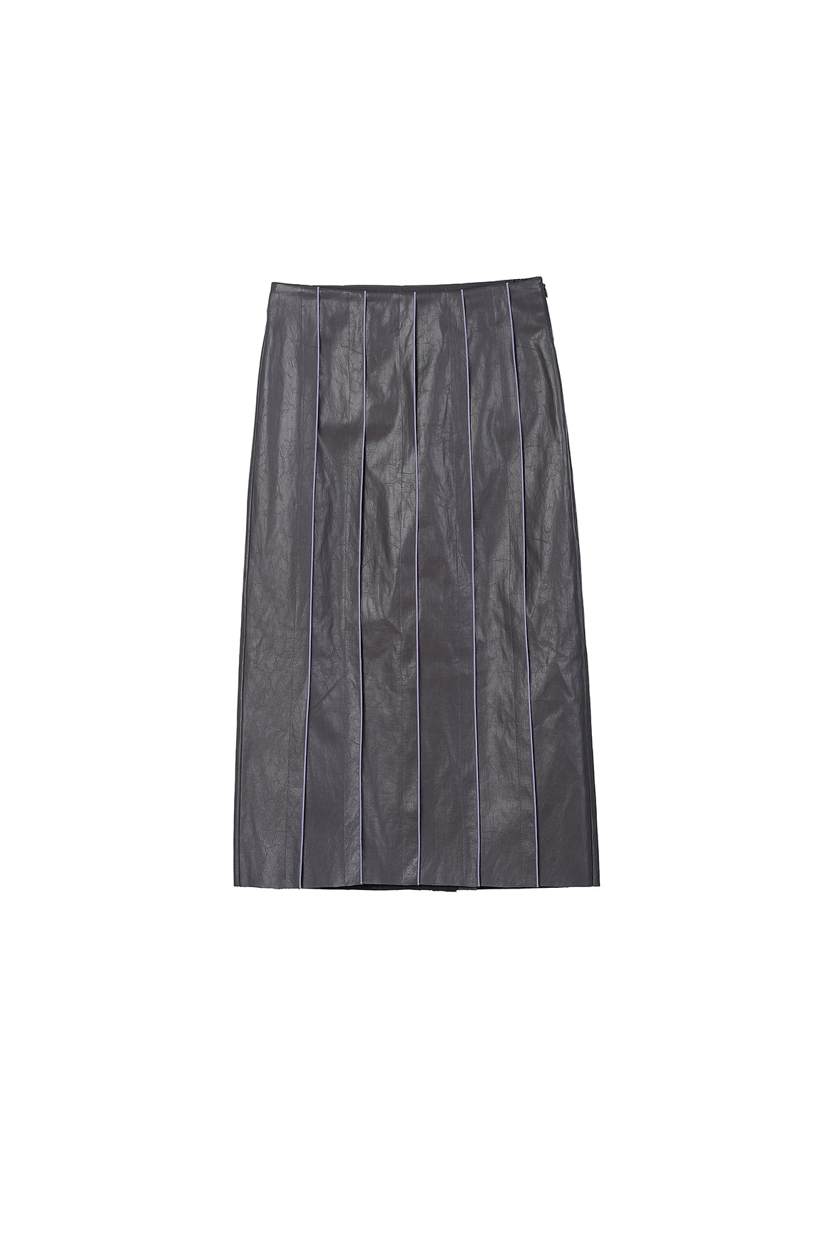 Colour Edges Eco Leather Skirt_Gray Flannel+Lavendula