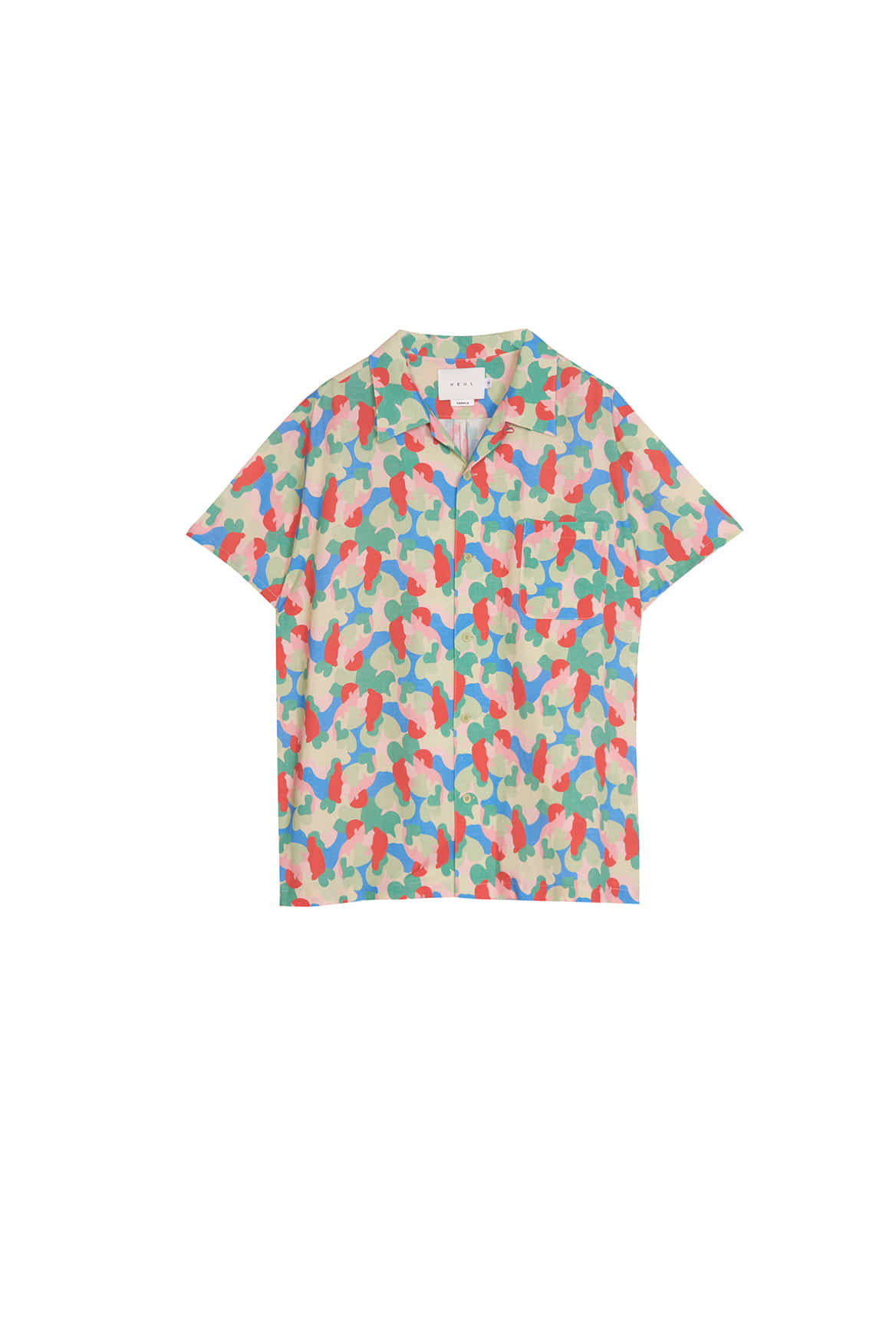Camouflage-pattern Hawaiian shirt