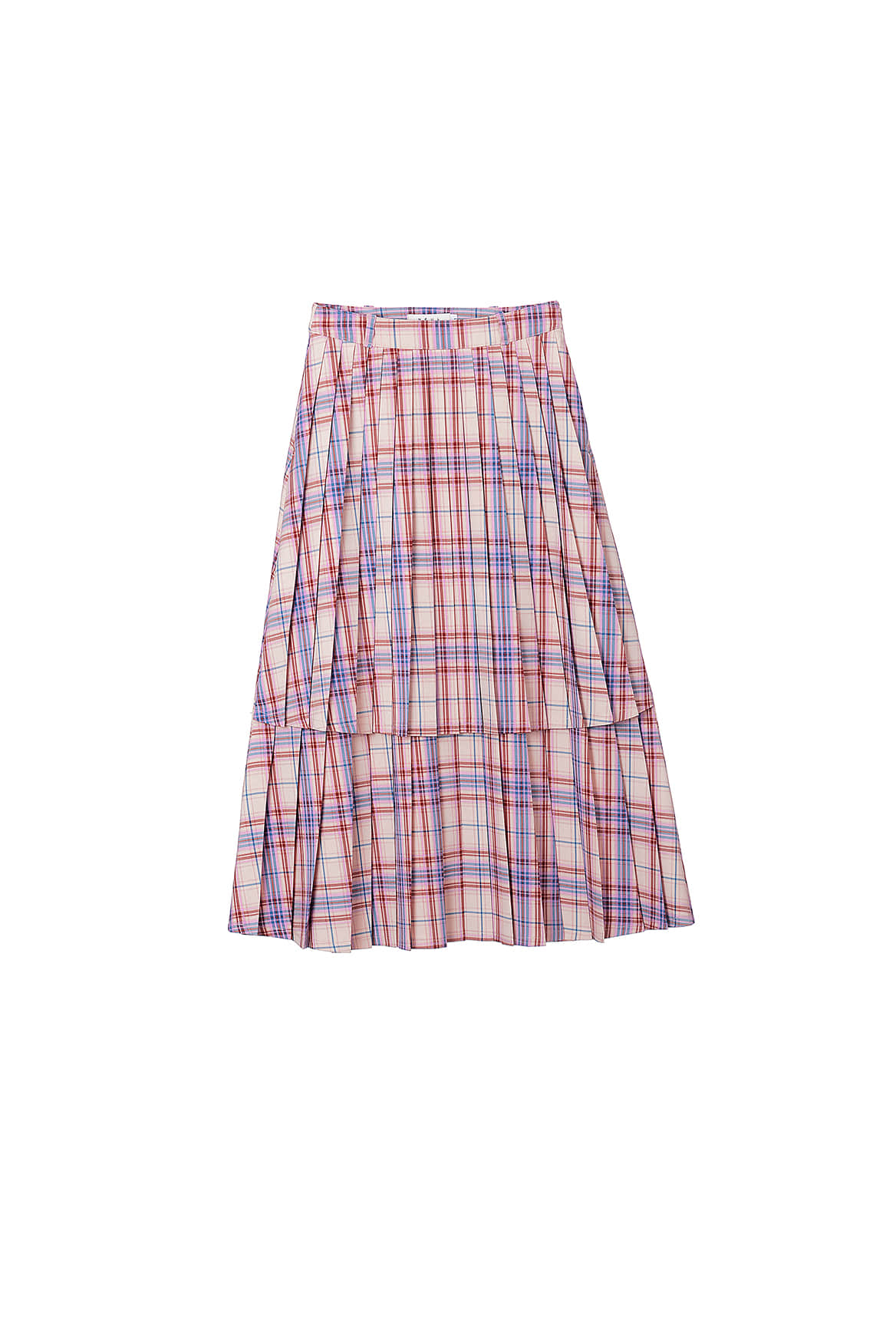 [리퍼브] Pleats-layer Skirt_Pearl Blush-check pattern