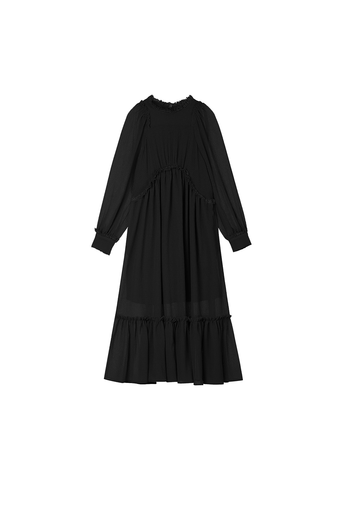 Frilly Chiffon Dress_Black