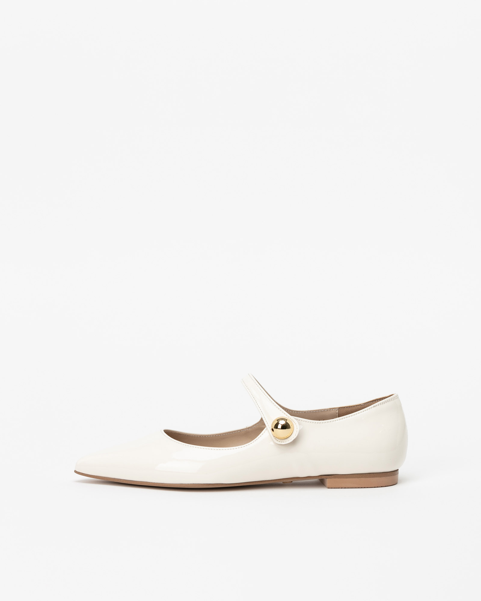 Loire Maryjane Flat Shoes in Milky White Patent