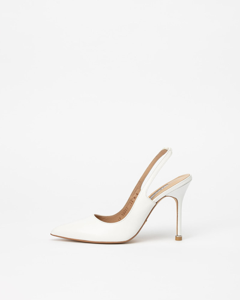 Demain Slingback Pumps in Pure White Leather