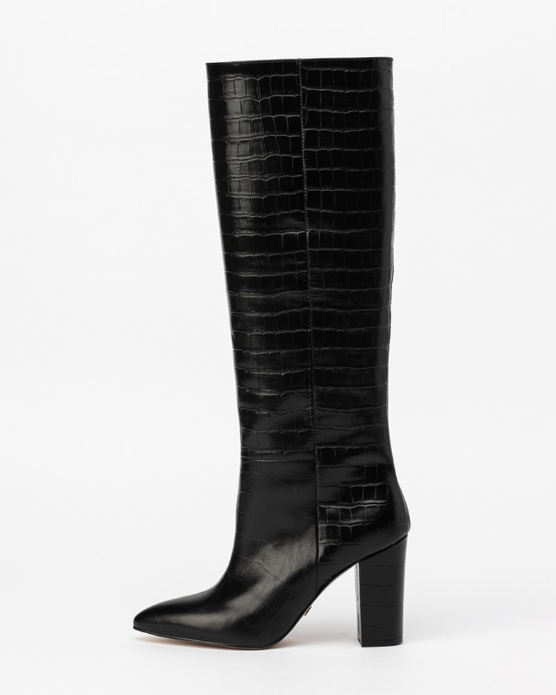 Giverny Boots in Black Croco Print