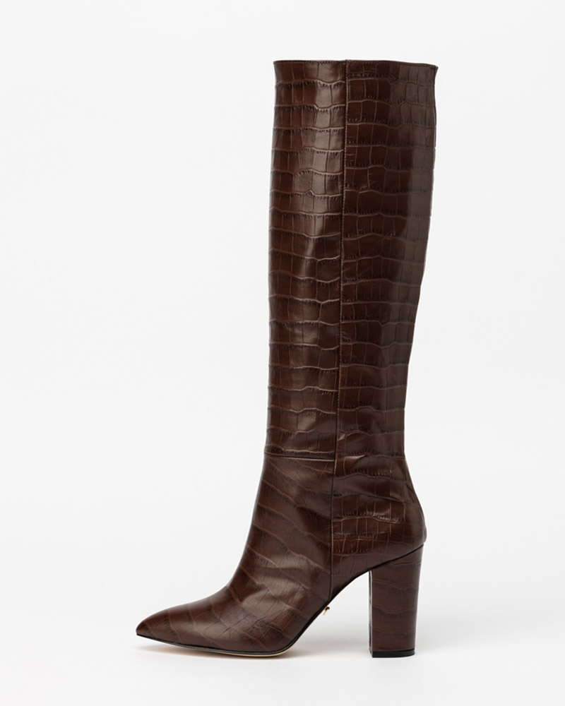 Giverny Boots in Brown Croco Print