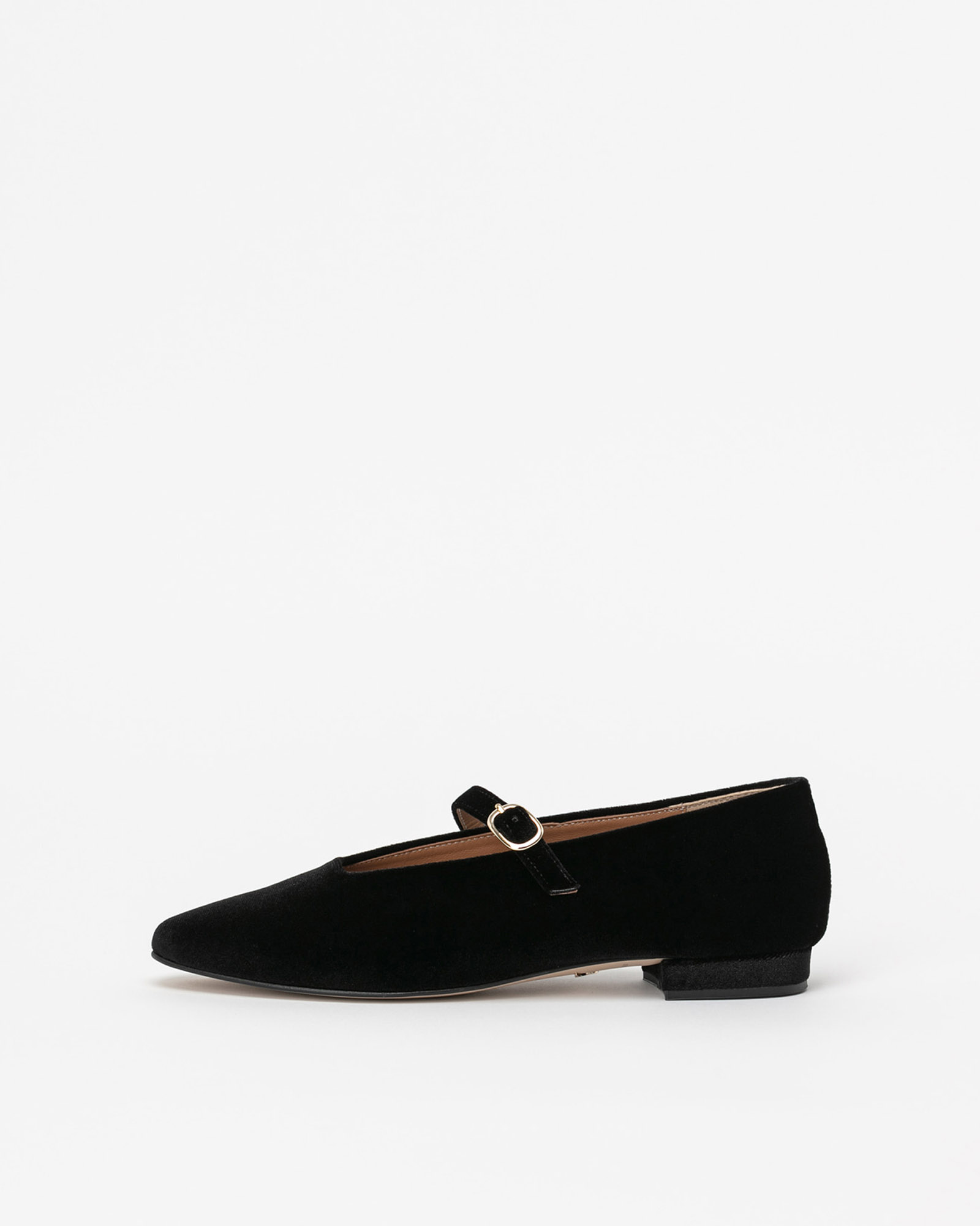 Toronto Velvet Maryjane Flat Shoes in Black