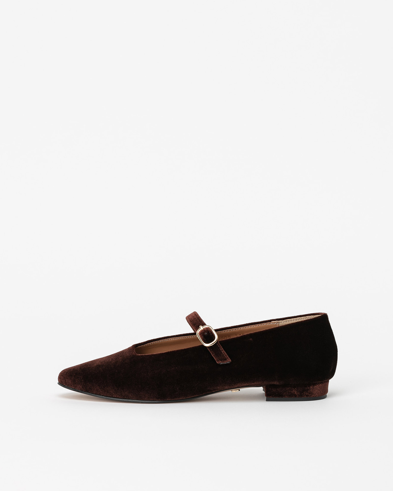 Toronto Velvet Maryjane Flat Shoes in Brown