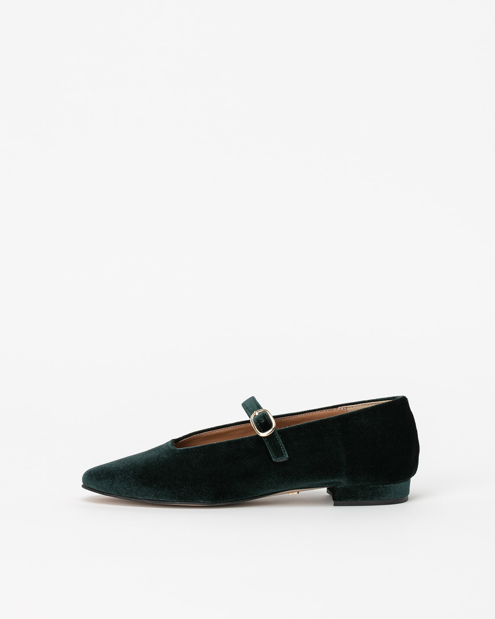 Toronto Velvet Maryjane Flat Shoes in Green