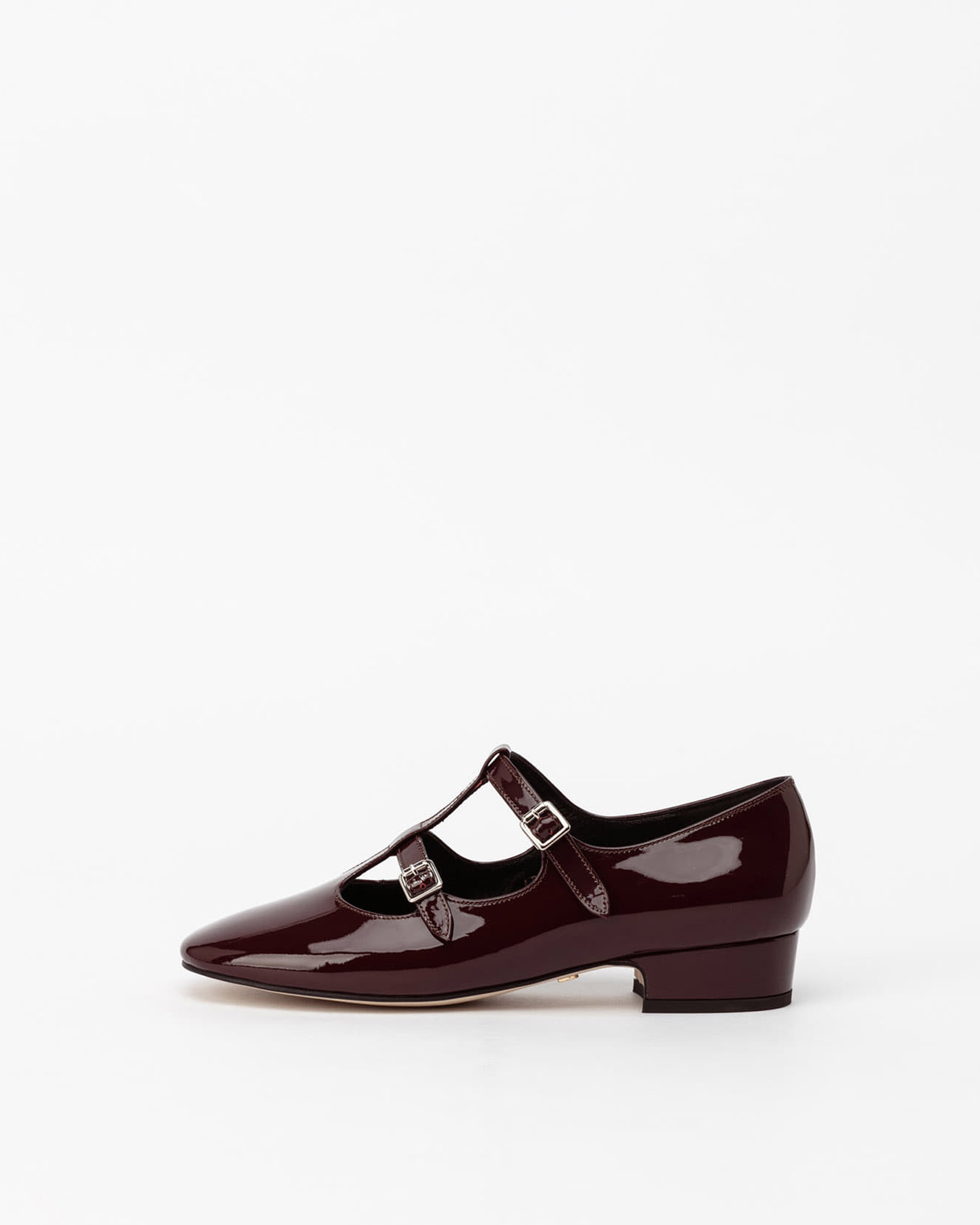 Rupin Double Strap Maryjane Flats in Cherry Wine Patent