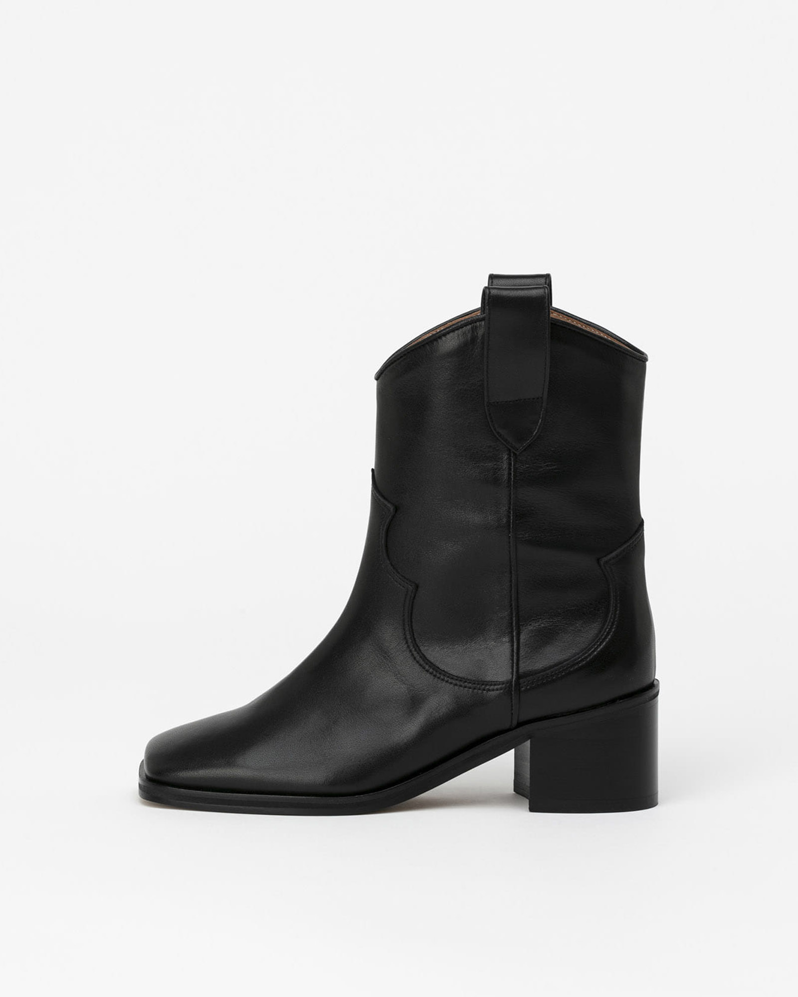 Elceta Square Toe Cowboy Boots in Black