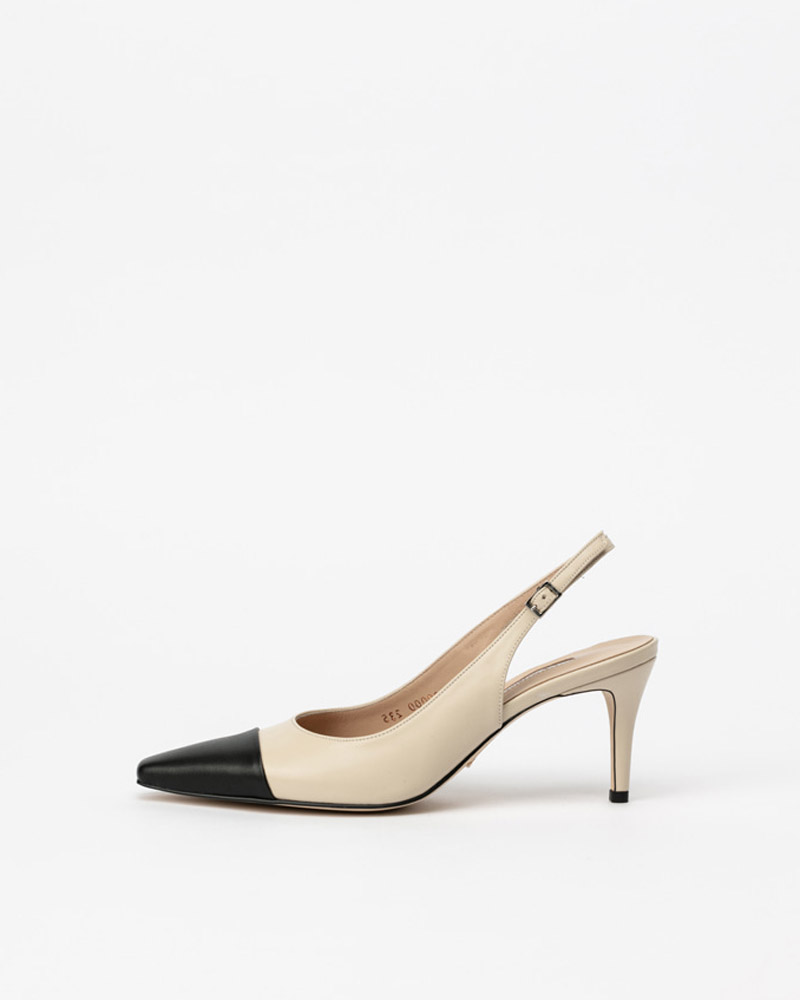 Kernell Slingbacks in Ivory with Black Toe