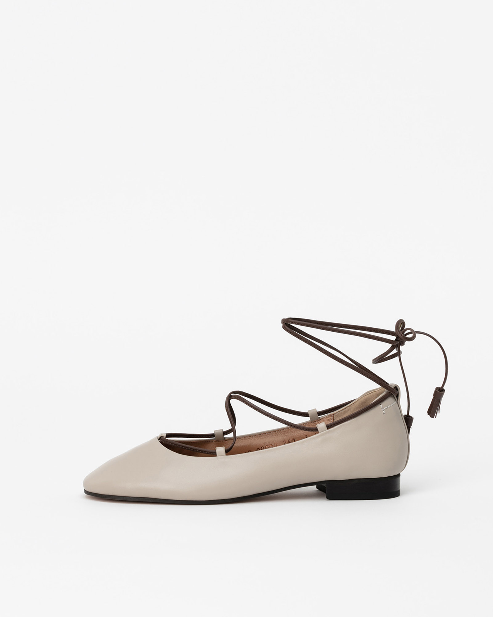 Ladonna Strap Flat Shoes in Taupe Ivory