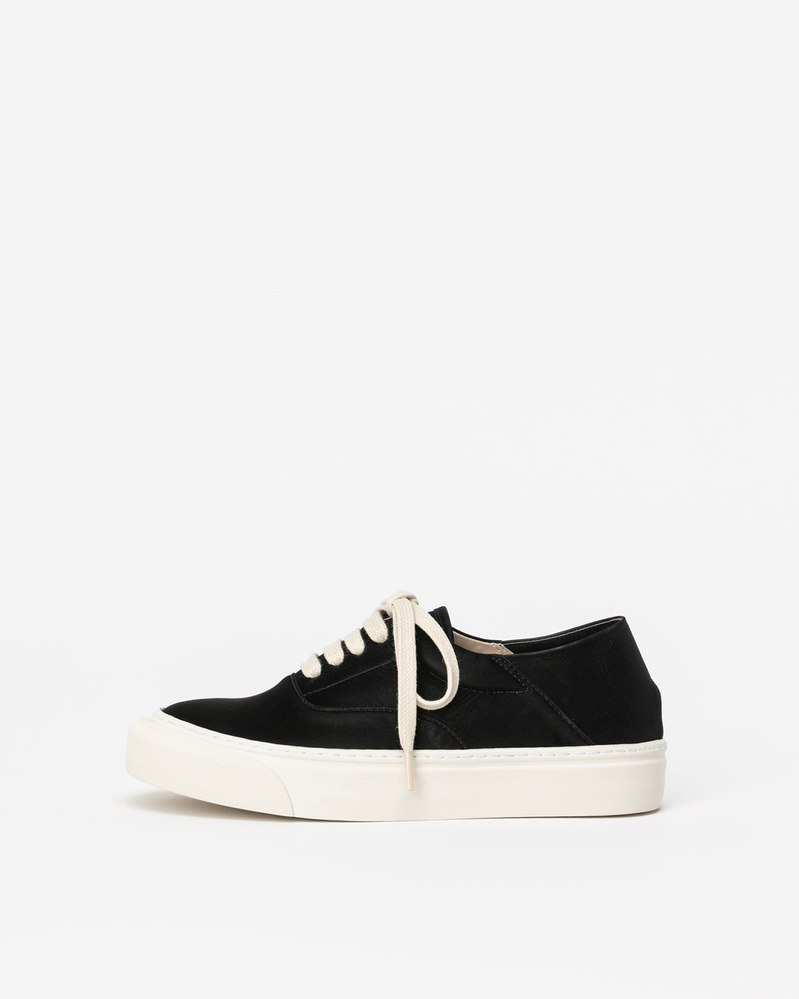Venessa Lace-up Sneakers in Silk Coated Black