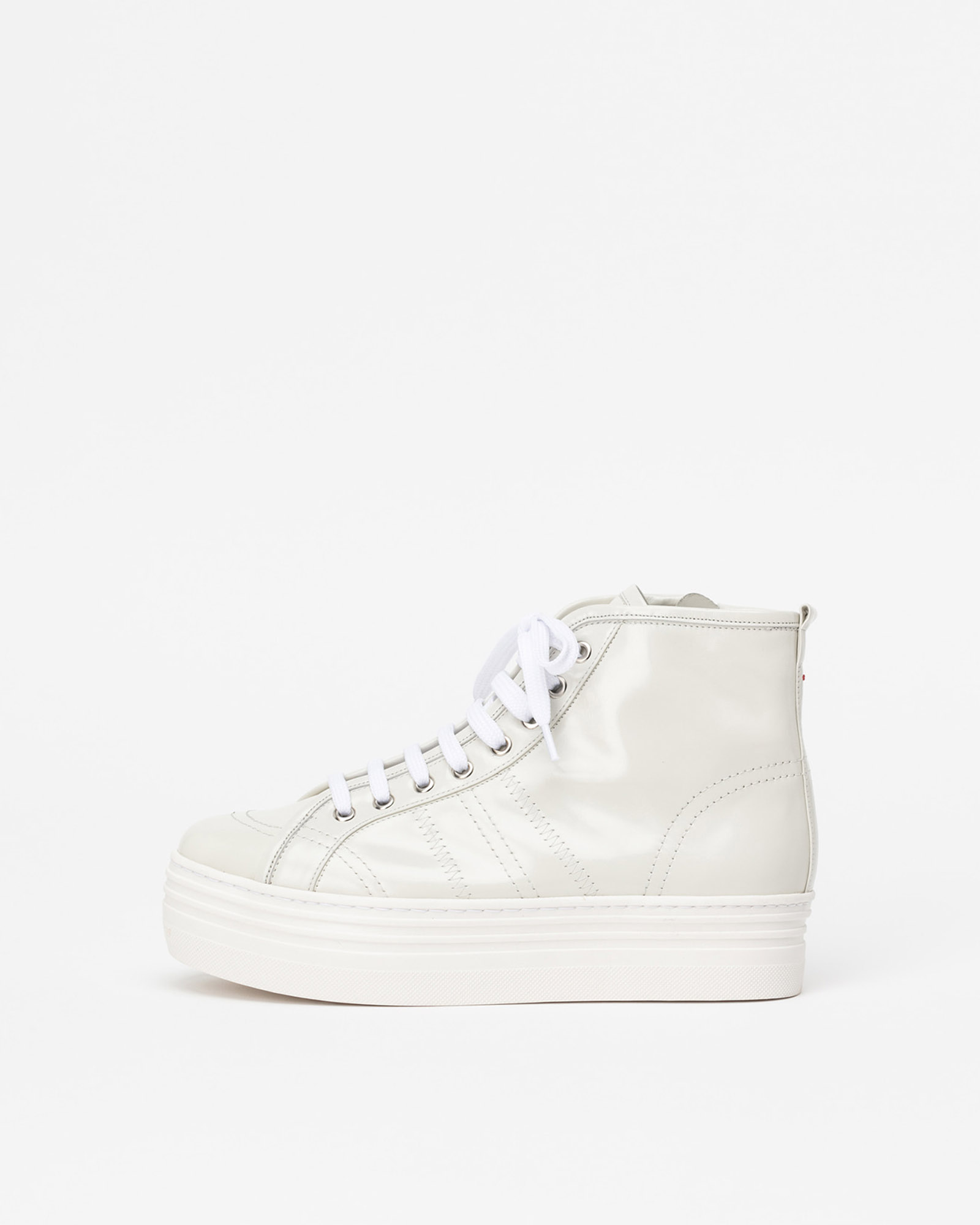 Aveline High-top Lace-up Sneakers in Textured Ivory