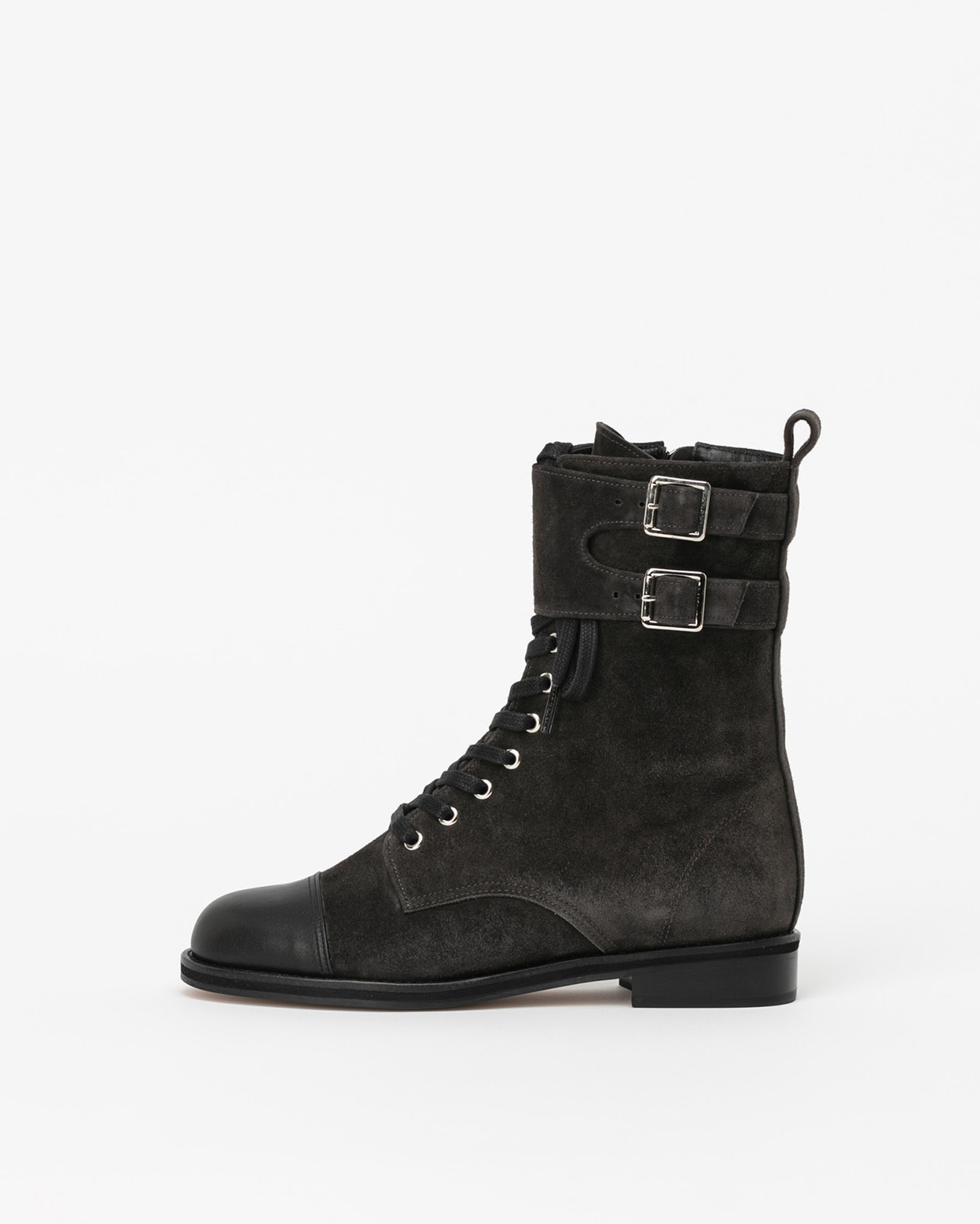Duma Combat Boots in Charcoal Grey Suede