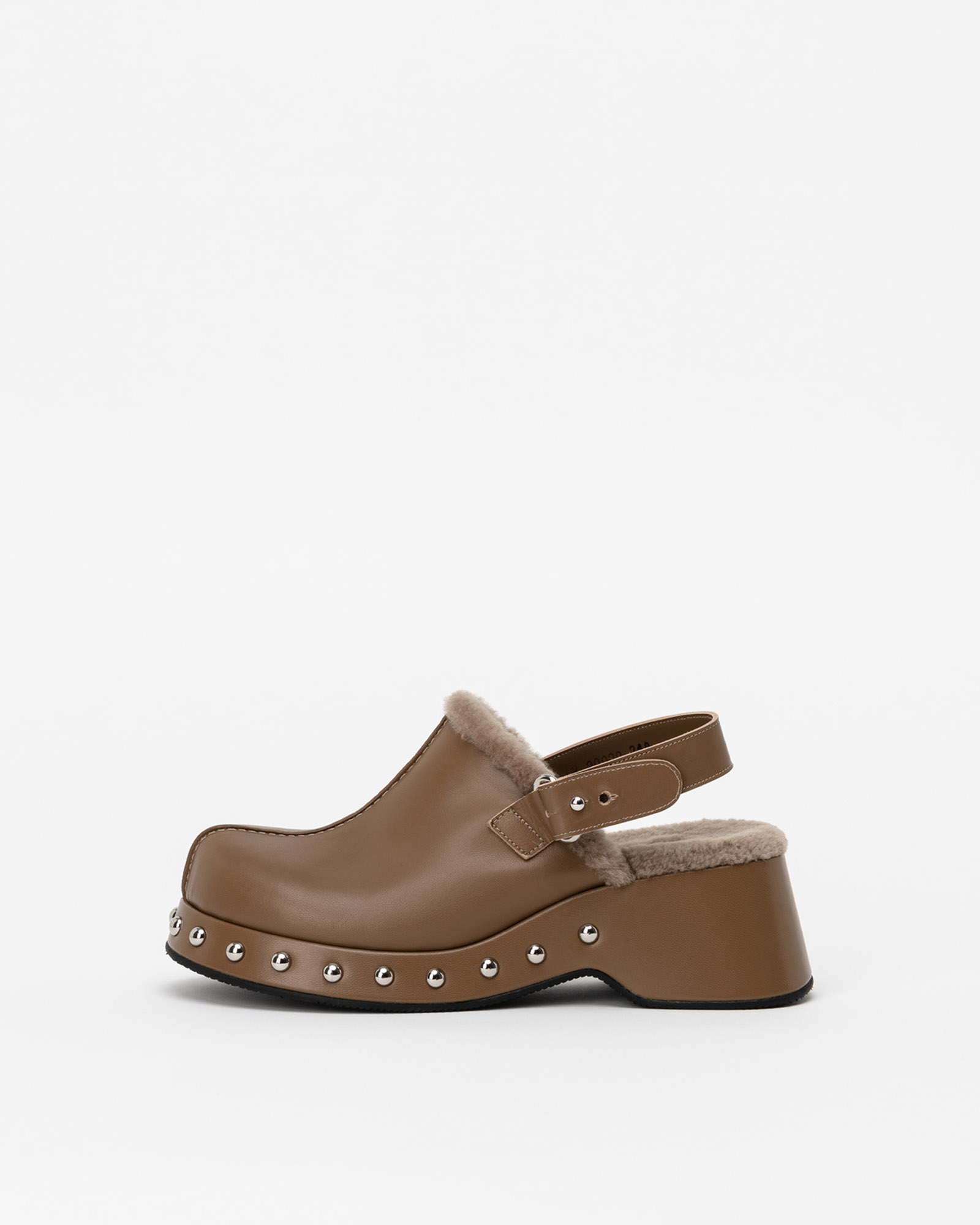 Logger Shearling Clogs in Olive Beige