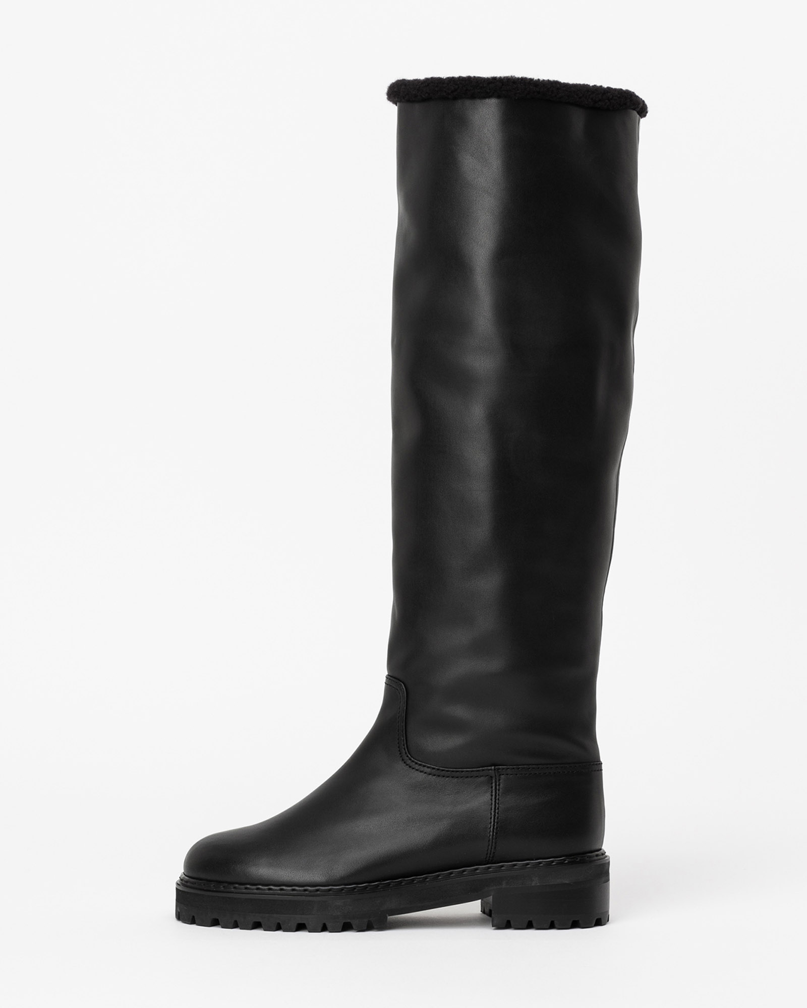 Klee Shearling Over the Knee Boots in Regular Black