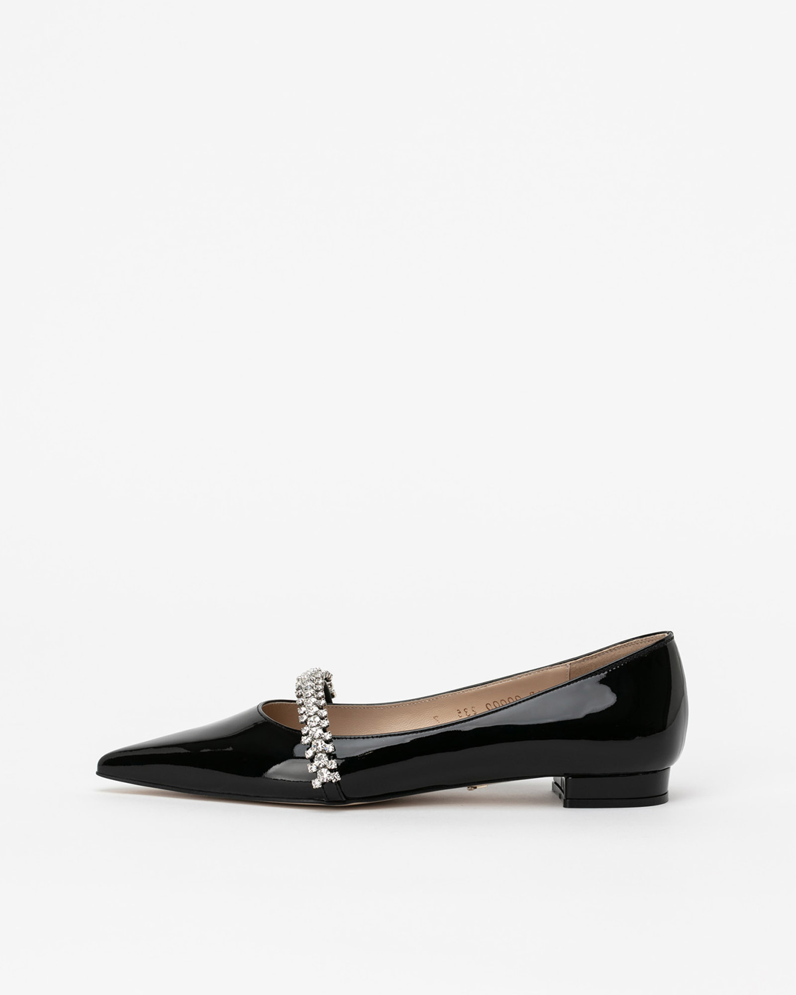 Patio Stiletto Flat Shoes in Black Patent