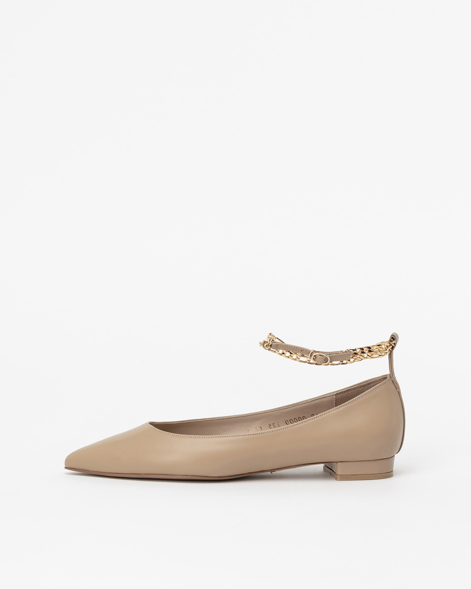 Ferret Chained Flat Shoes in Down Yellow Beige