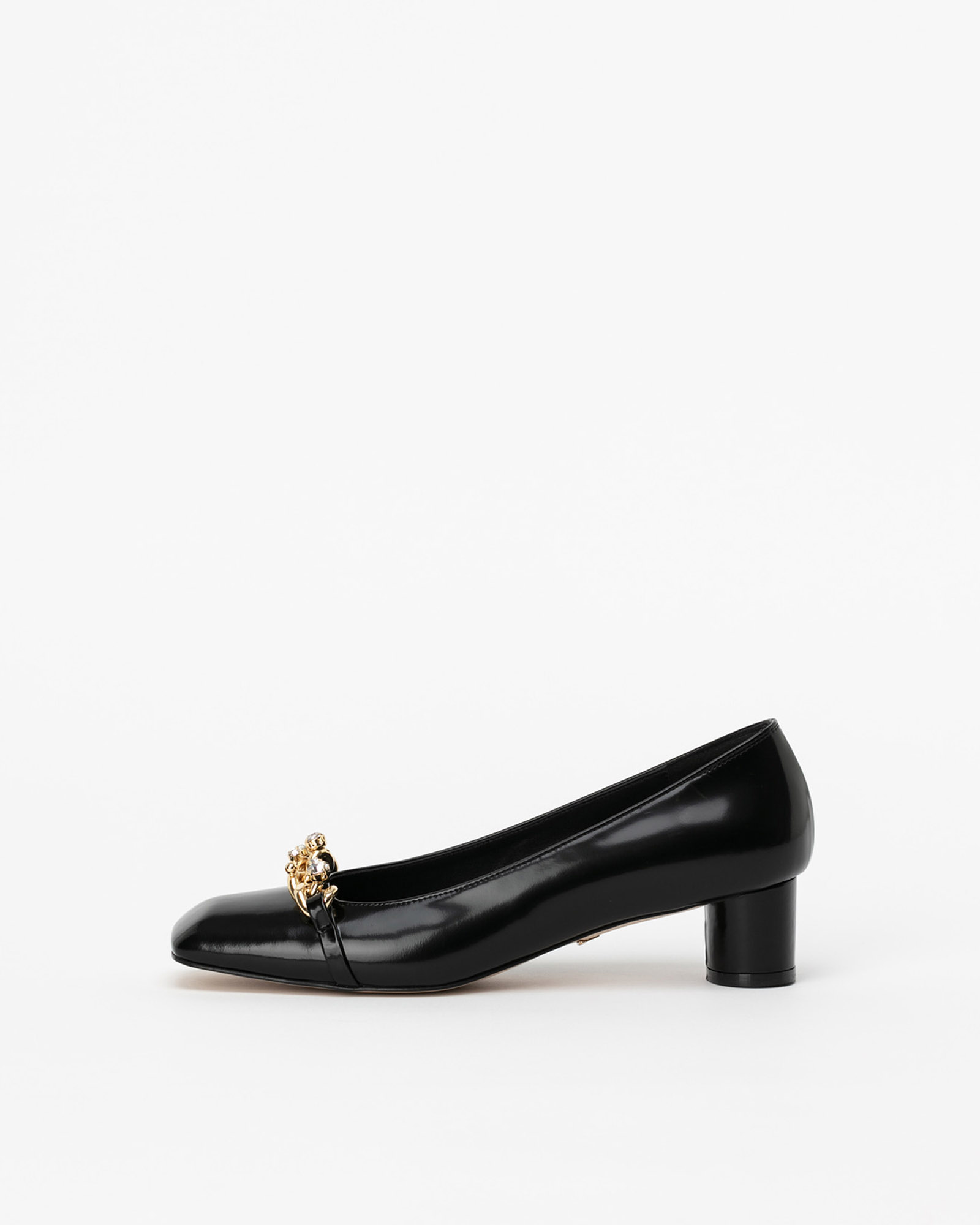 Moltani Embellished Chain Pumps in Black Box