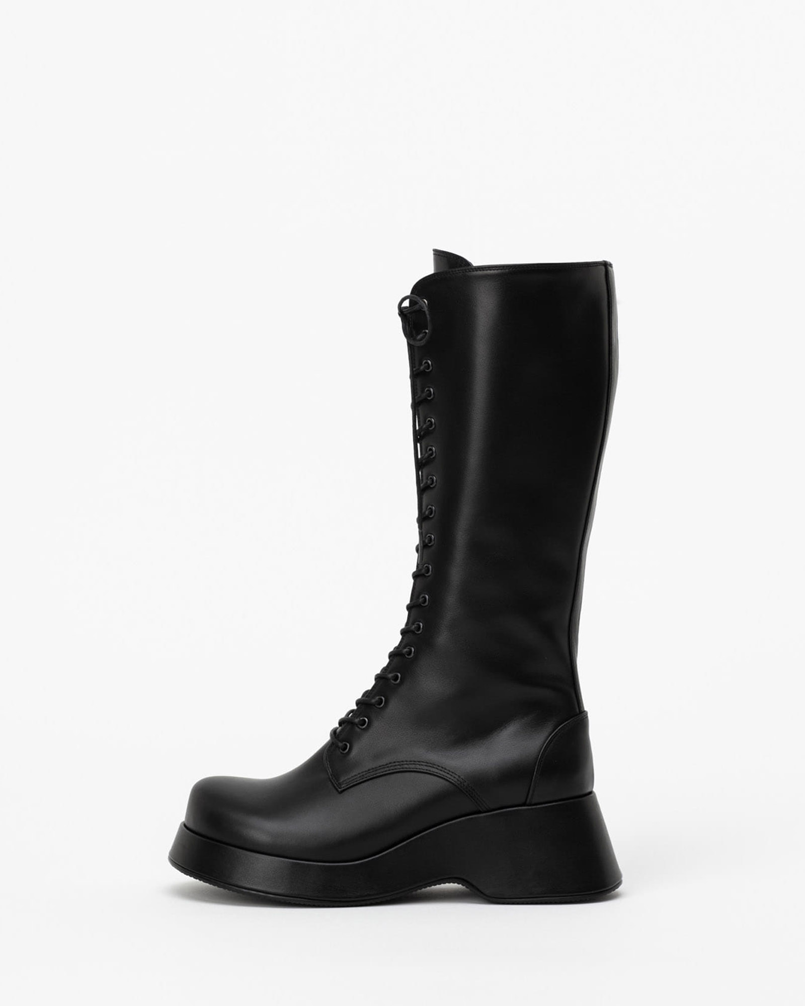 Agitato Long Platform Lace-up Boots in Regular Black
