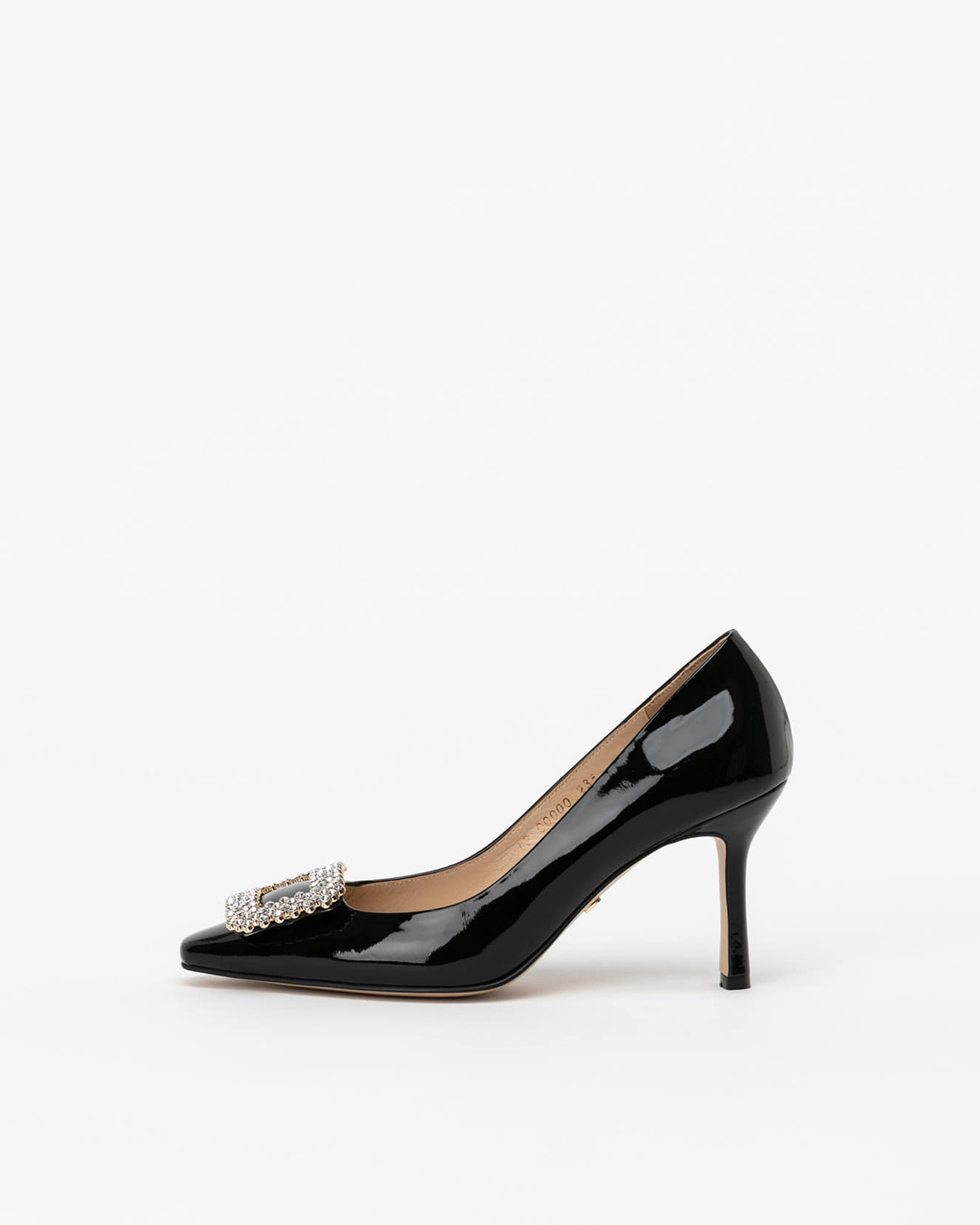 Squaletto Embellished Stiletto Pumps in Black Patent