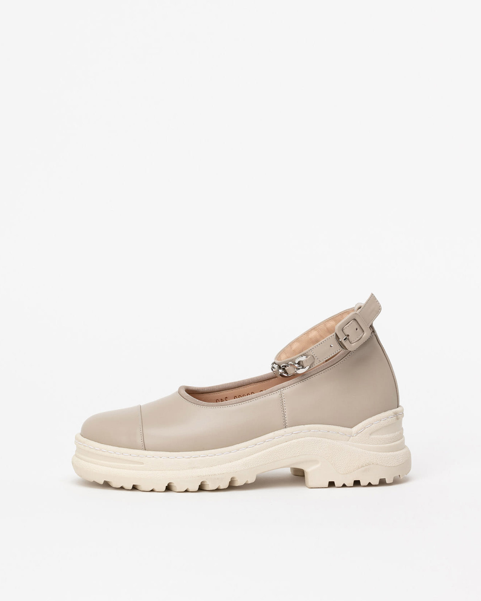 Bitonal  Chain Strap Treksole Shoes in Taupe Ivory