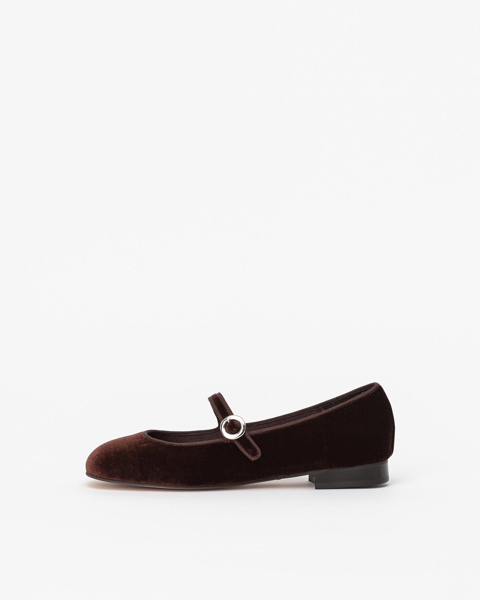 Aspen Velvet Maryjane Flat Shoes in Brown