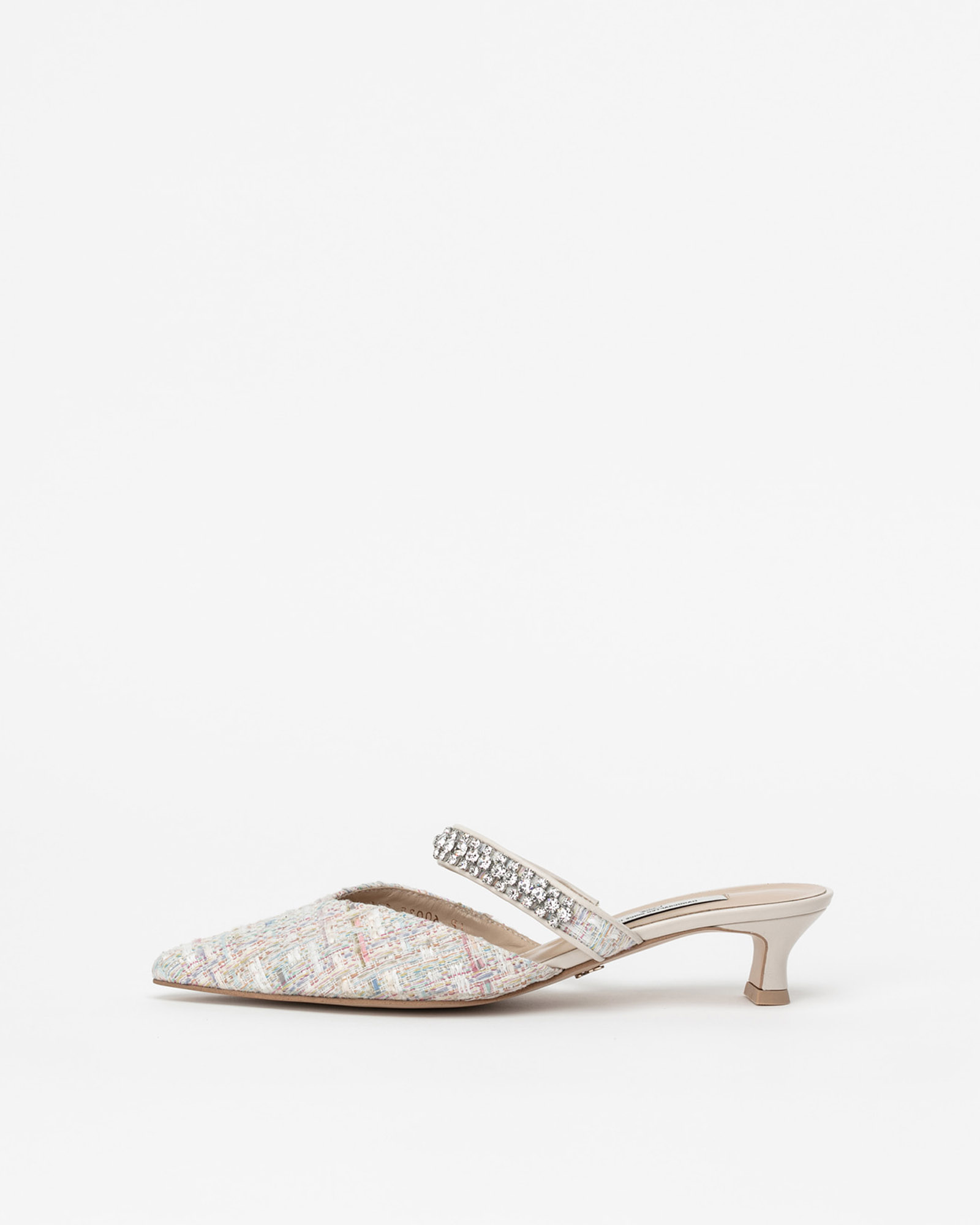 Patio Jewelled Mules in Ivory Checquer