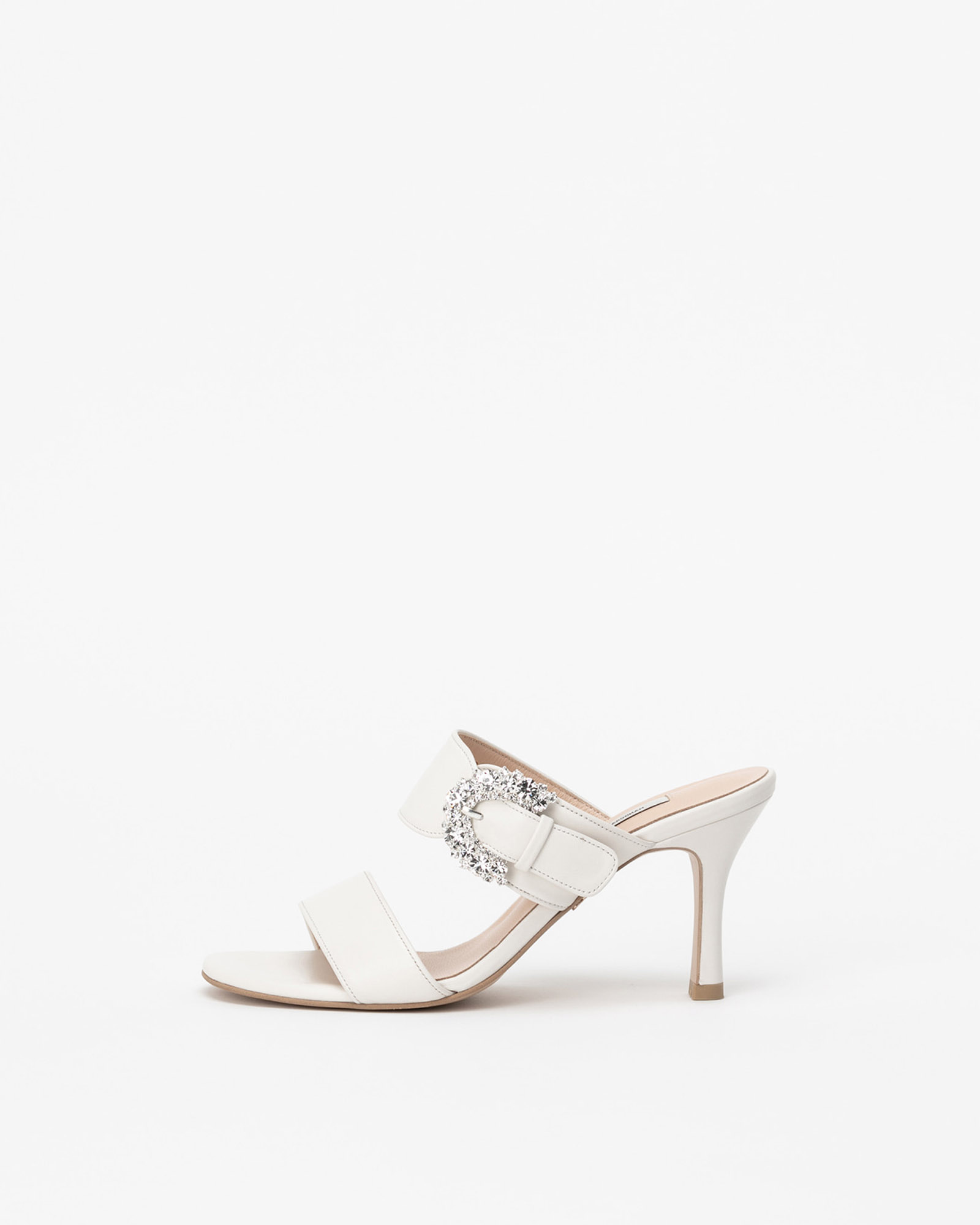 Fera Embellished Mule Sandals in Pure White