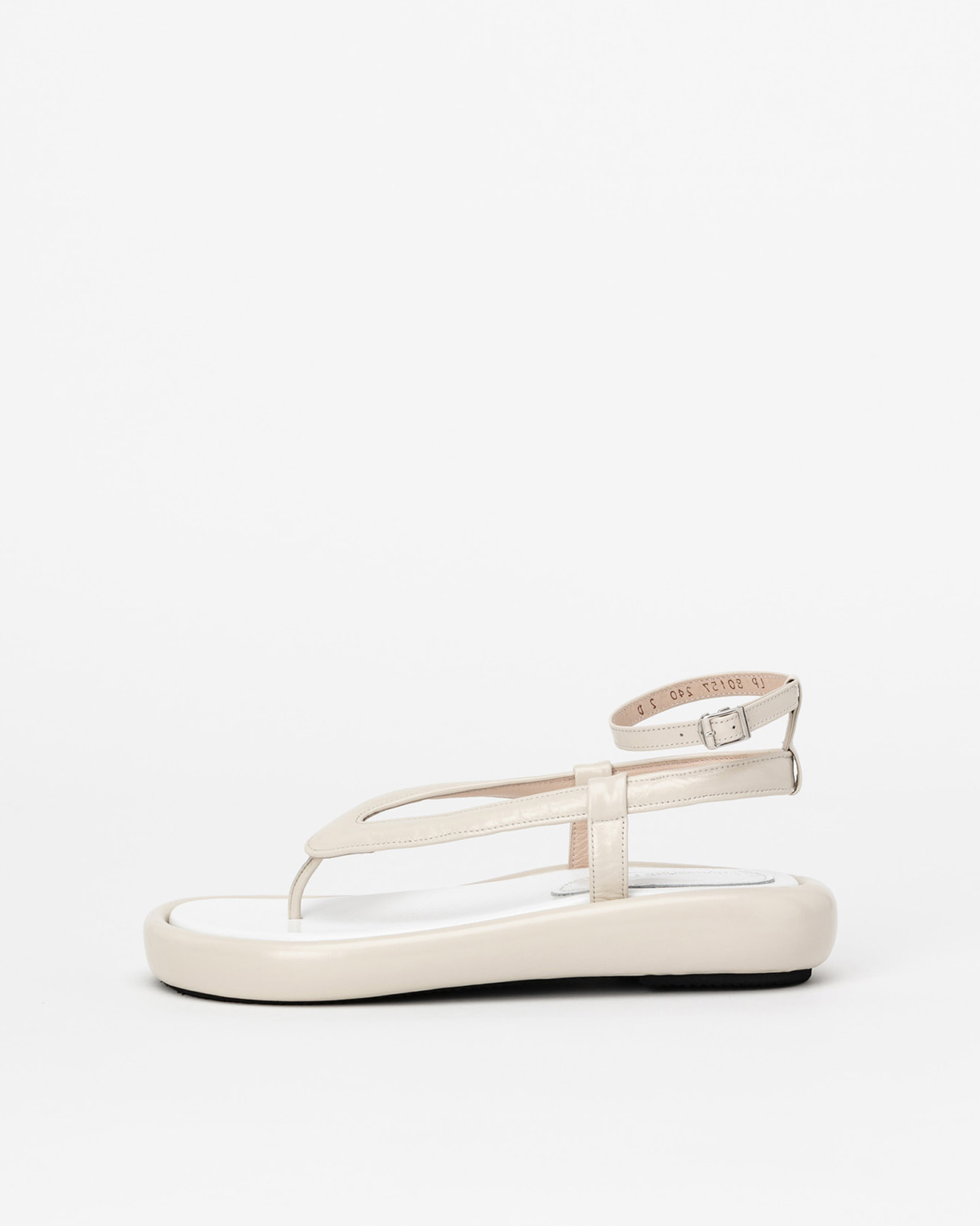 Trambol Footbed Sandals in Wrinkled Ivory with Wrinkled White