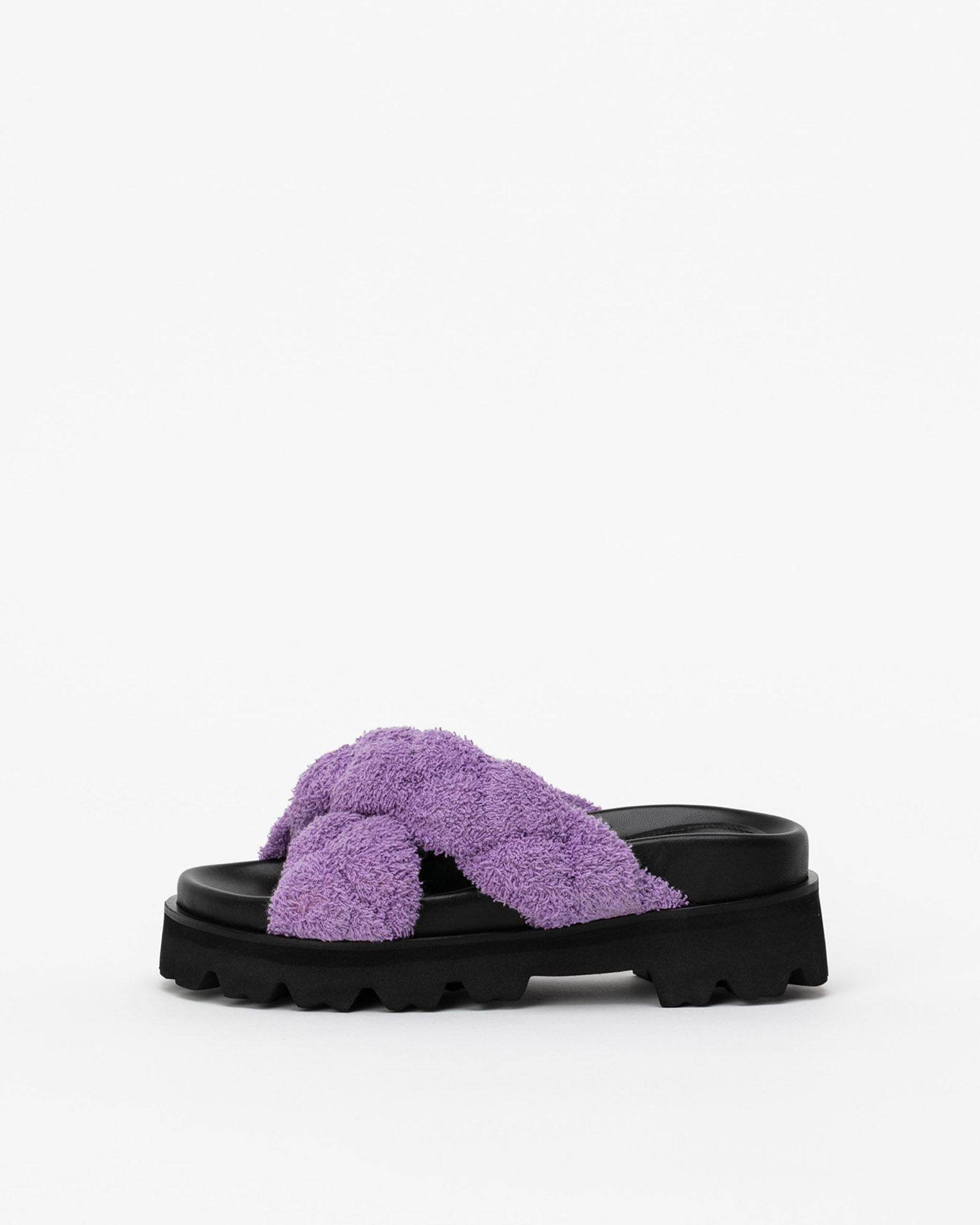 Mappin Padded Towel Footbed Slides in Purple