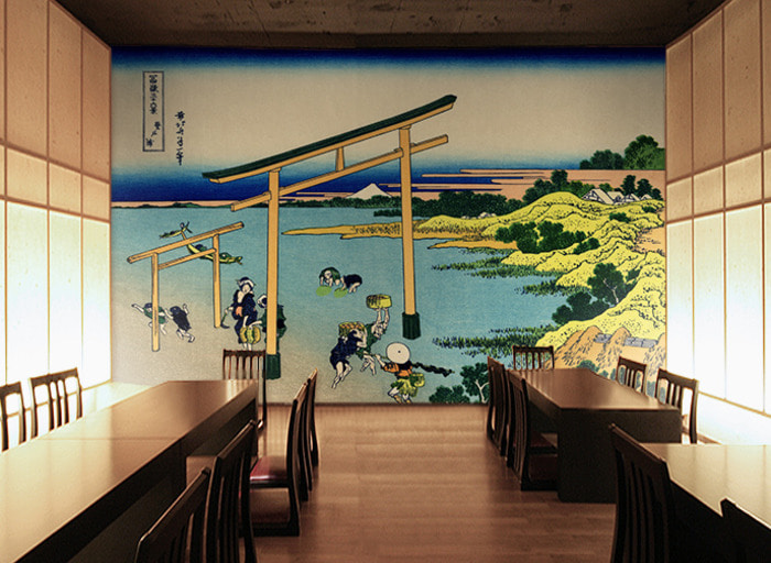 일본화 벽지 (가츠시카 호쿠사이) 17O010 일식집 판화 3폭(주문 제작도 가능)