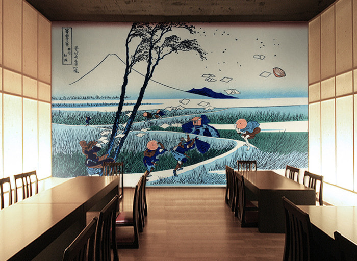 일본화 벽지 (가츠시카 호쿠사이)17O021 일식집 판화 3폭(주문 제작도 가능)