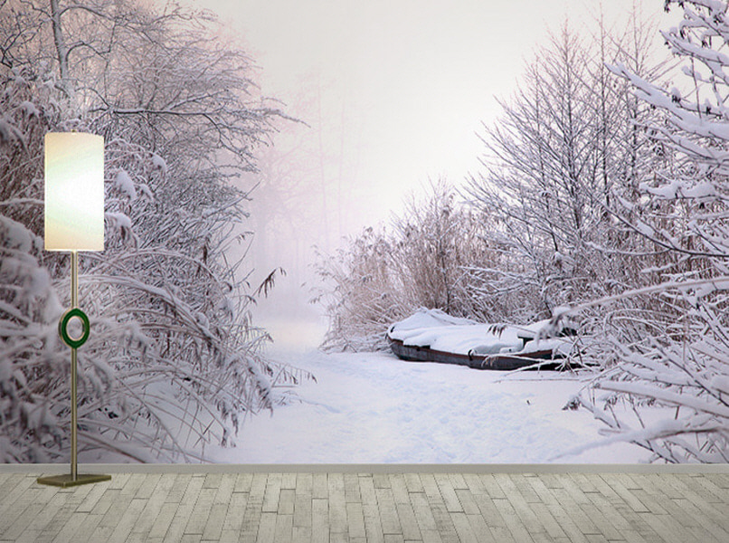 포토 벽지-17PH1084 winter 겨울 설경 나무 3폭(주문 제작도 가능)