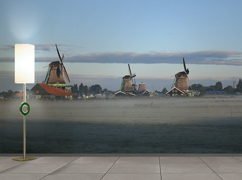 포토 벽지-17PH1075 holland 홀랜드 풍차 하늘 구름 3폭(주문 제작도 가능)
