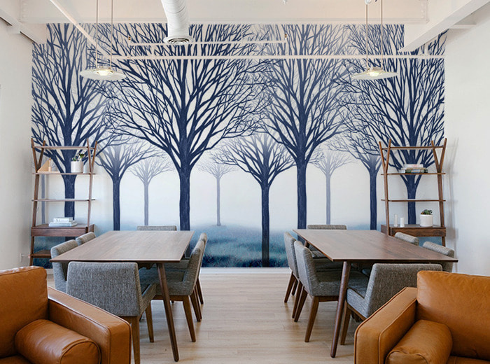 나무 벽지-17F001 푸른 숲 거실그림 3폭(주문 제작도 가능)